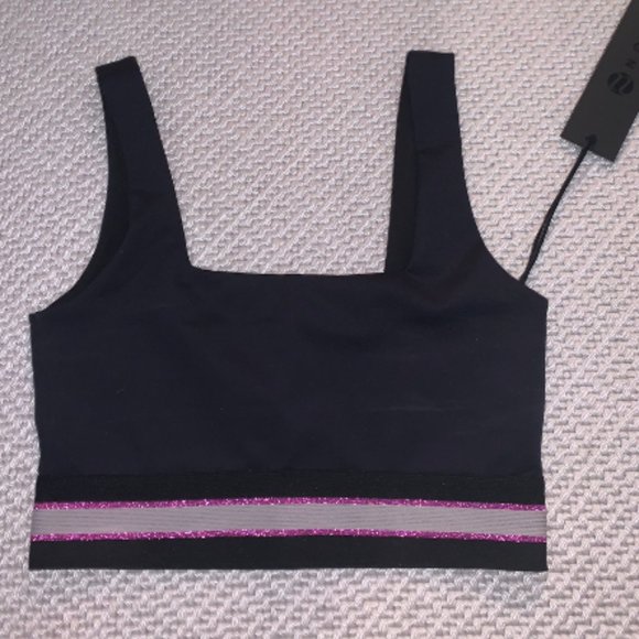 Black Noli Sports Bra with Pink Stripe - Picture 1 of 4